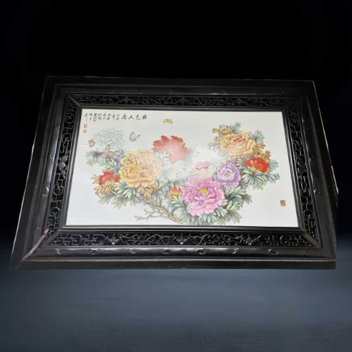 【曹崇辉】国色天香” 牡丹题材瓷板画