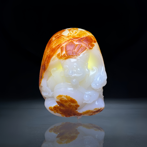 【肖廷全】和田玉俏色巧雕 “财神献宝”