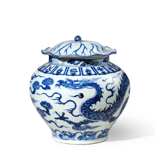 元 青花云龙纹盖罐