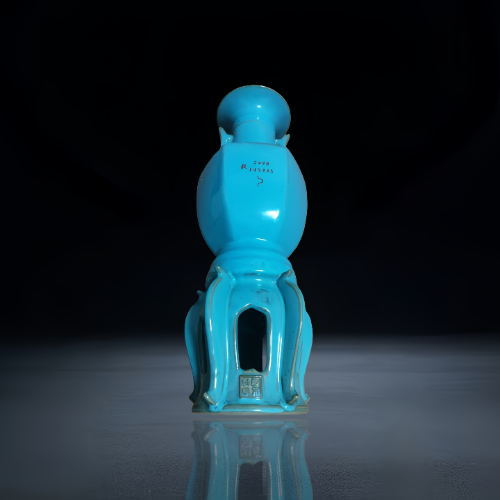 【刘杰斌】天青釉连座双耳瓶