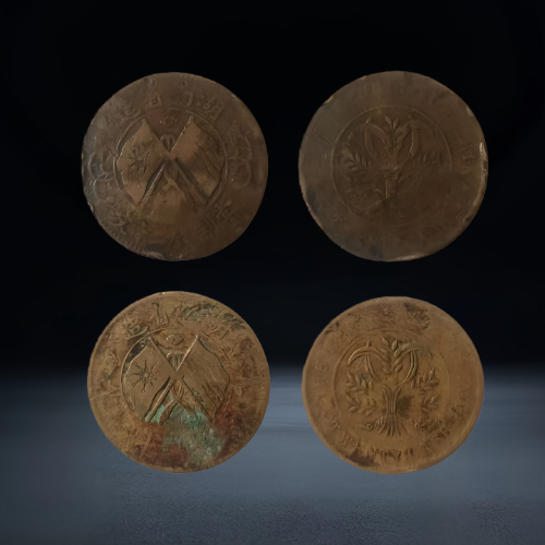 【刘文红】民国双旗嘉禾铜元两枚