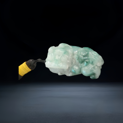 【武从伟】天然冰种飘花翡翠貔貅把件