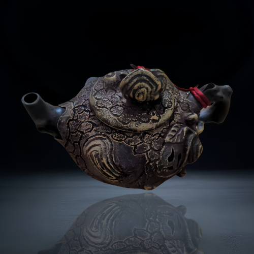 【梁耀南】紫砂仿生灵芝纹壶