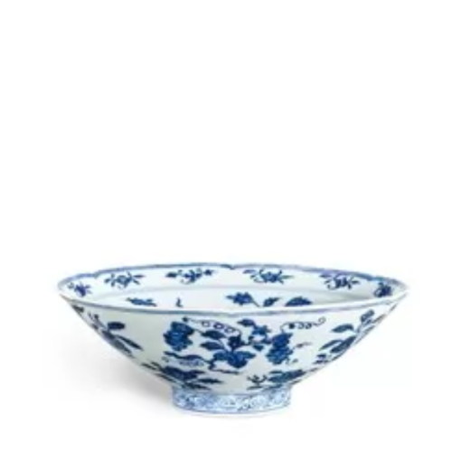 明宣德 青花折枝花果纹葵式盌