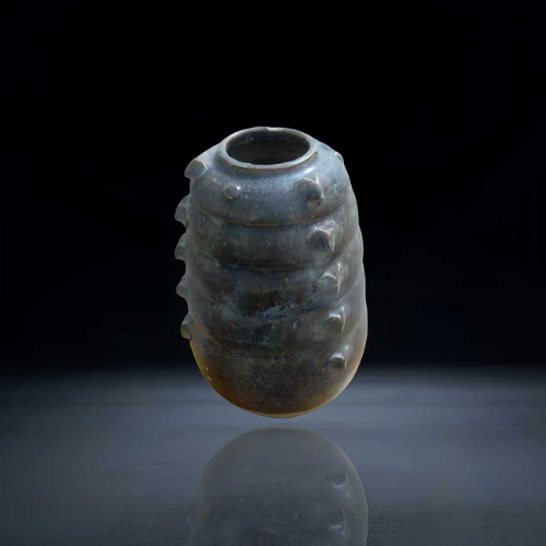 【代世全】宋 钧窑系黑釉鼓钉纹罐(一对)