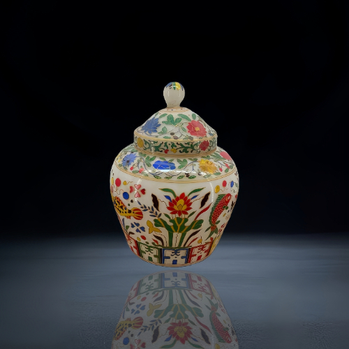 【林茂】明成化风格五彩鱼藻纹盖罐