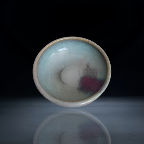 【张松 】钧窑风格窑变釉茶盏与盏托对器