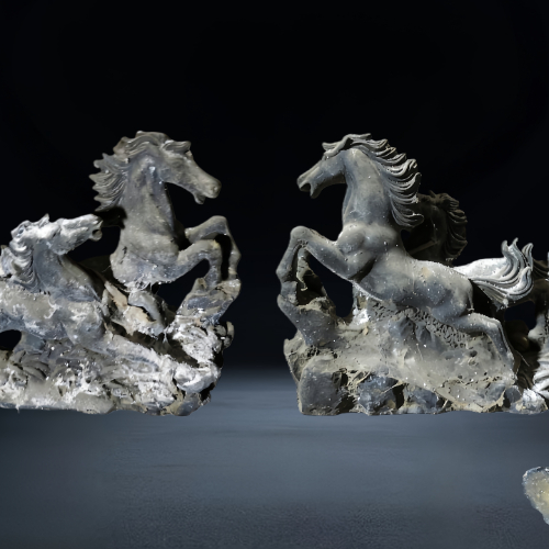 天然玉石 “双马奔腾” 摆件