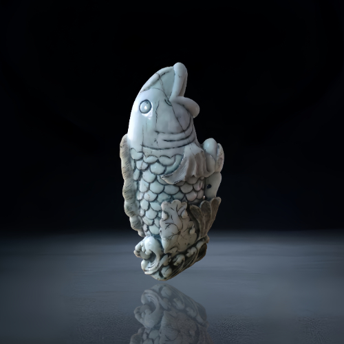 【朱诗林】绿松石鱼跃龙门摆件