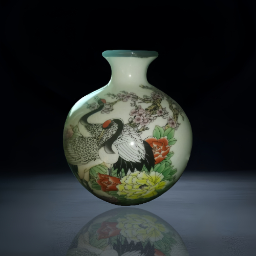 【卓克榕】粉彩 “福寿图” 石榴尊