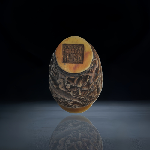 【丁孟珍】百子图雕骨鼻烟壶